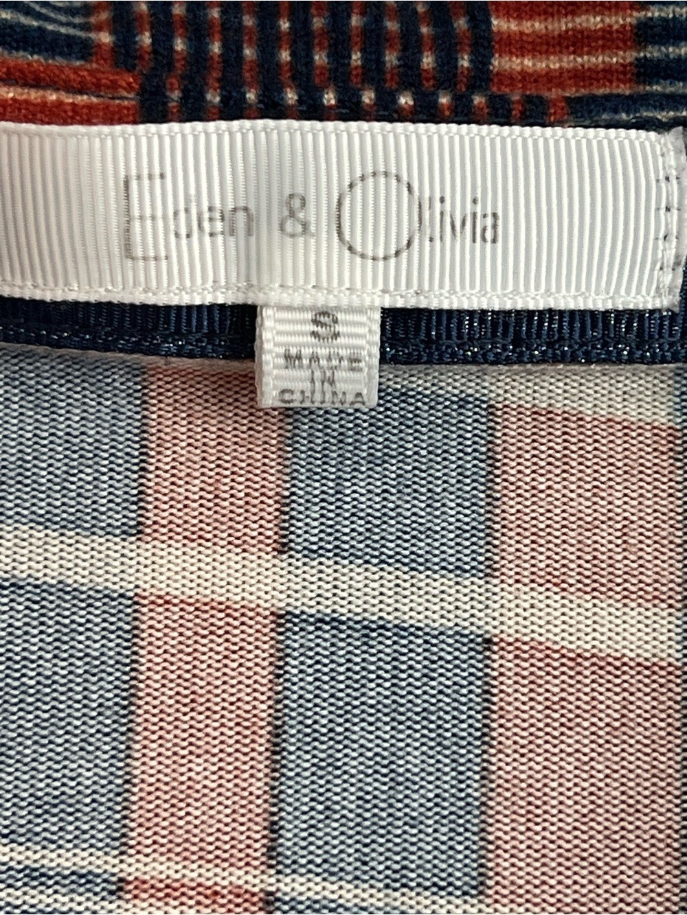 Eden & Olivia Plaid Button-Up in Navy, Orange & Cream | Game Day | Fall - Picture 3 of 6